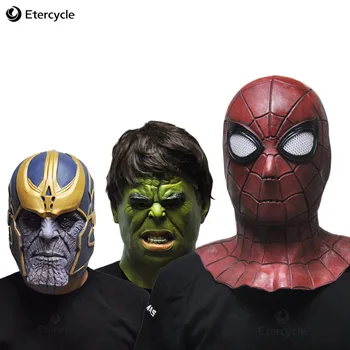 

Avengers Hero Cosplay Captain Iron Man Superhero Spiderman Hulk Batman Masks Halloween Party Supplies latex horror masks