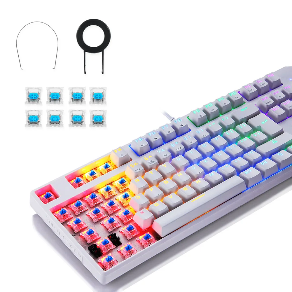 USB Проводная игровая механическая клавиатура RGB подсветка 104 клавиш анти-ореолы GT66