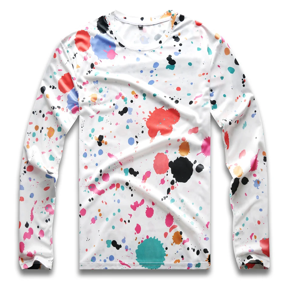 

Polka Dot T Shirt for Men LongSleeve Round Neck Colorful Dot Tees for Men Hip Hop Boy Party Gay Pride Autumn