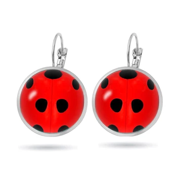 

10pair/lot Ladybug Clip Earrings Cosplay Lady Bug Circle Dot Earrings Women Girl Party Gift Anime Jewelry Earrings Women