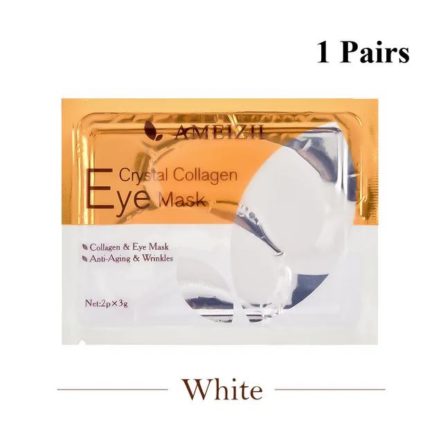 1 pair white AMEIZII 10 шт = 5 упаковок 24 к Золотая кристальная коллагеновая маска для глаз патчи для глаз темные круги удаляющие Антивозрастные увлажняющие патчи для сна - Цвет: 1 pair white
