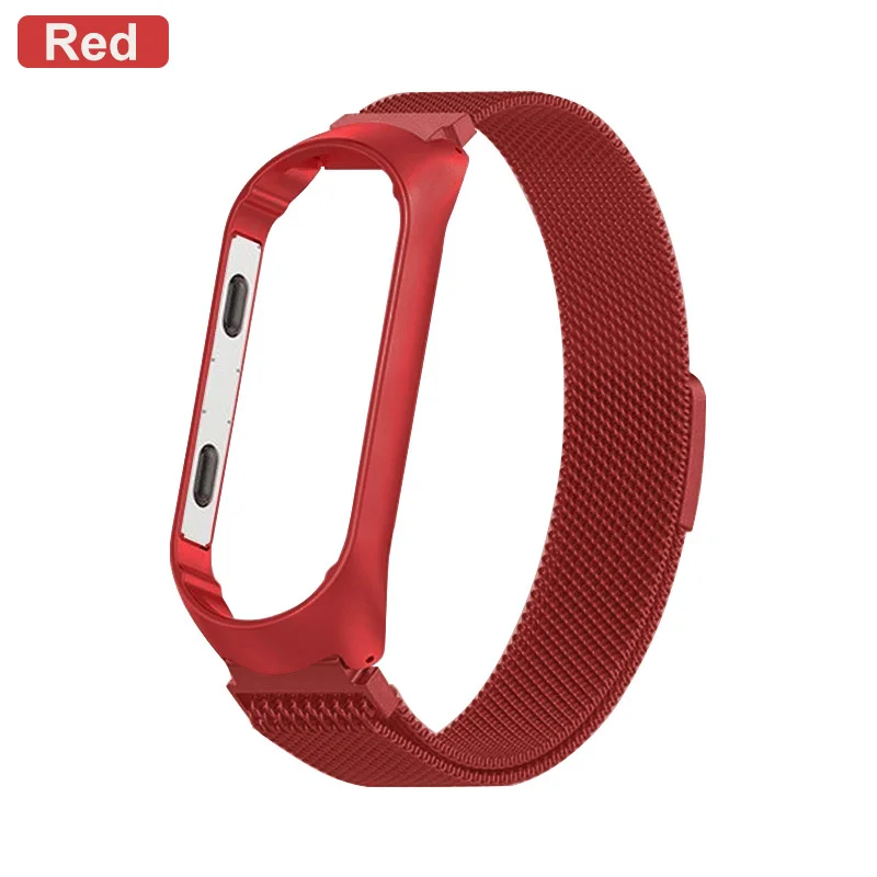 Red Ремешок для Xiaomi mi Band 4 металлический браслет для mi band 3 из нержавеющей стали ремешок для mi band сменные браслеты - Цвет: Red