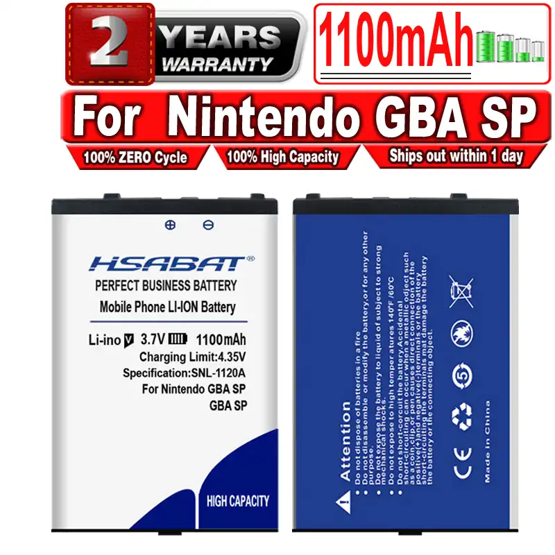 Hsabat 1100 Mah バッテリー Gba Sp Gbasp Batteries Aliexpress