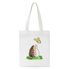 

Kawaii Hedgehog Cartoon Manga Shopper Bags Handbags Canvas Shoulder Bags Woman Shopping Bags High Capacity Tote Bag Beach Bag
