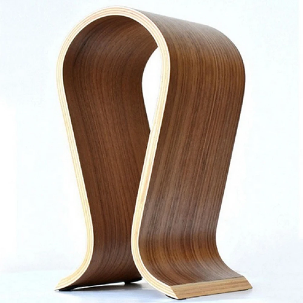Walnut Finish Wooden Headphones U Shape Stand Hanger Holder Headset Hanger Bracket Home Office Studio Bedroom Using
