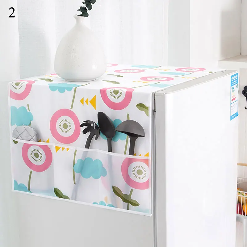 Waterproof Refrigerator Cover Anti-dust Washing Machine Fridge Cover Towel  Pocket Hanging Storage Bag Refrigerator Organizer