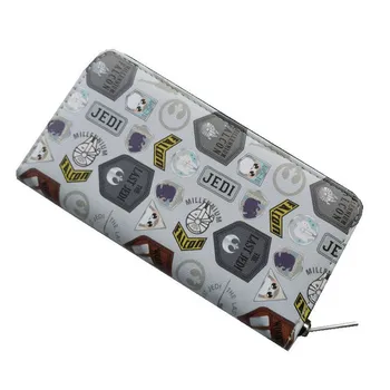 

Women And Men Wallets Jedi Knight Print Faux Leather Zipper Cartoon Purse Long Change Document Lady Wallet PU