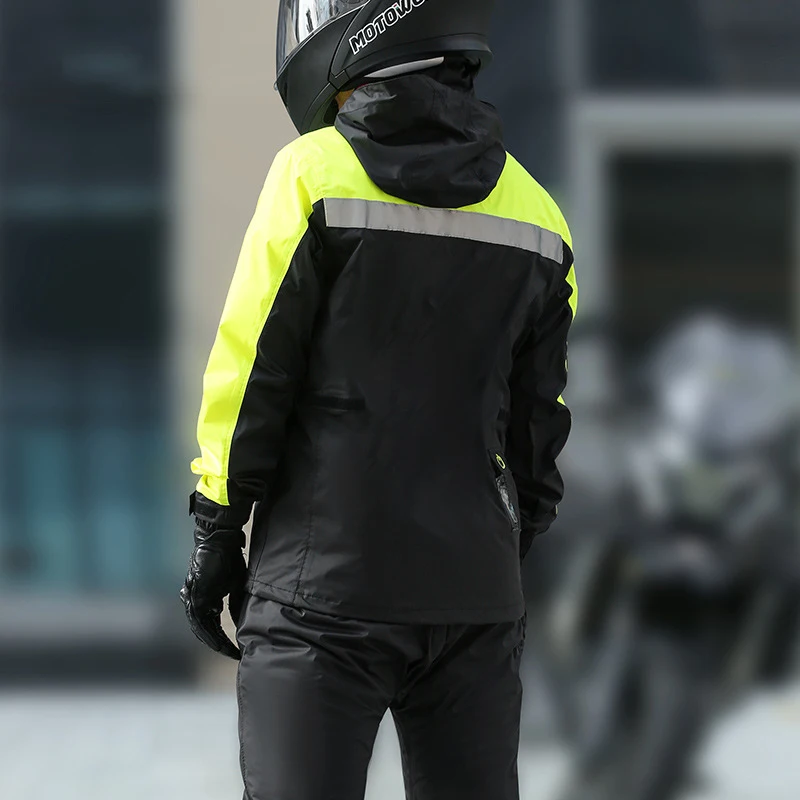 Motorcycle Raincoat Split Rain Suit Reflective LED Alert Waterproof Adjustable Cap Hat Impermeable for Riding Cycling Motocross motorcycle raincoat,raincoat suit,bike raincoat