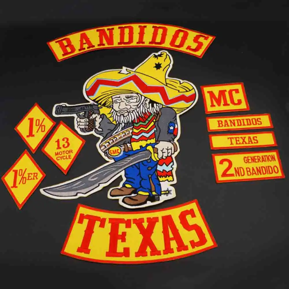 Большая нашивка BANDIDOS с ножом пистолетом Техас вышивкой значок для украшения