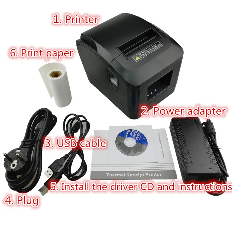 Высокое качество высокоскоростной принтер 80 мм чековый маленький кассовый принтер автоматическая резка розничный магазин кухонные принтеры