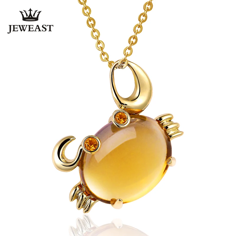 

Cancer Natural citrine 9K Pure Gold Pendant Real AU 750 Solid Gold Upscale Trendy Classic Party Fine Jewelry Hot Sell New 2019