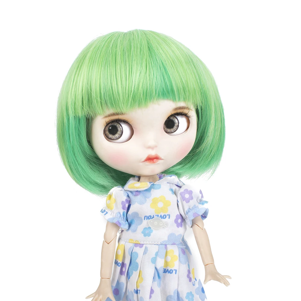 Blyth кукла парики высокой температуры волокна воздуха челки короткие зеленые волосы подходит для Блит кукла аксессуары куклы парики 25 см 9-10 дюймов