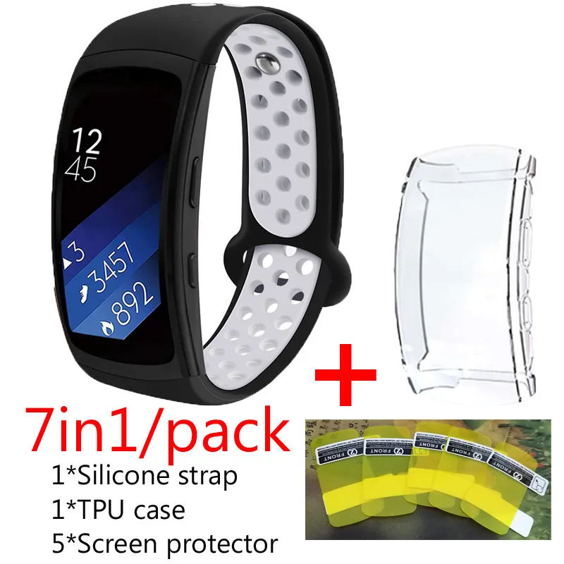 7 в 1 упаковка наручных часов ремешок для samsung gear Fit2 pro SM-R365 gear Fit2 PRO умный Браслет fit 2 pro защита экрана - Цвет: 06
