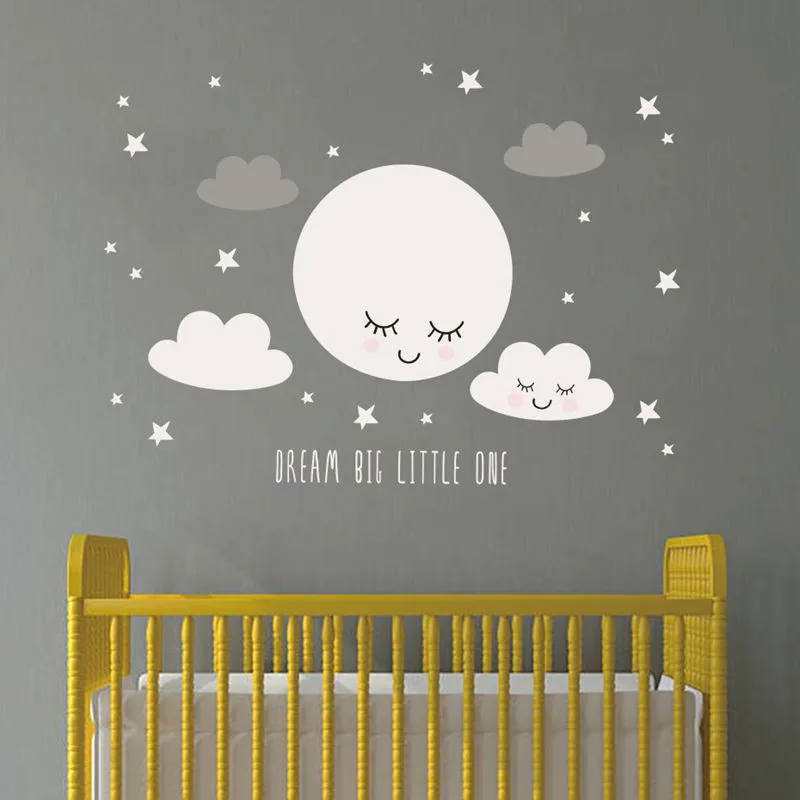 Smiley-stars-white-cloud-decal-Cartoon-Wall-Stickers-for-kids-rooms-Home-bedroom-decoration-stickers-Baby (3)