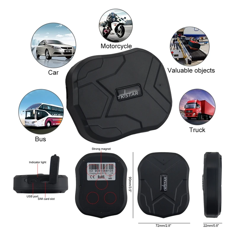 TK905 Car GPS Tracker 5000mAh Battery Standby 90 Days Vehicle Tracking Device GPS Locator Waterproof Magnet Free Web APP Monitor