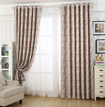 

Curtain Fabric Modern Simple Pastoral Lobular Flower Curtain High Shade Living Room for Bedroom Use Direct Sales