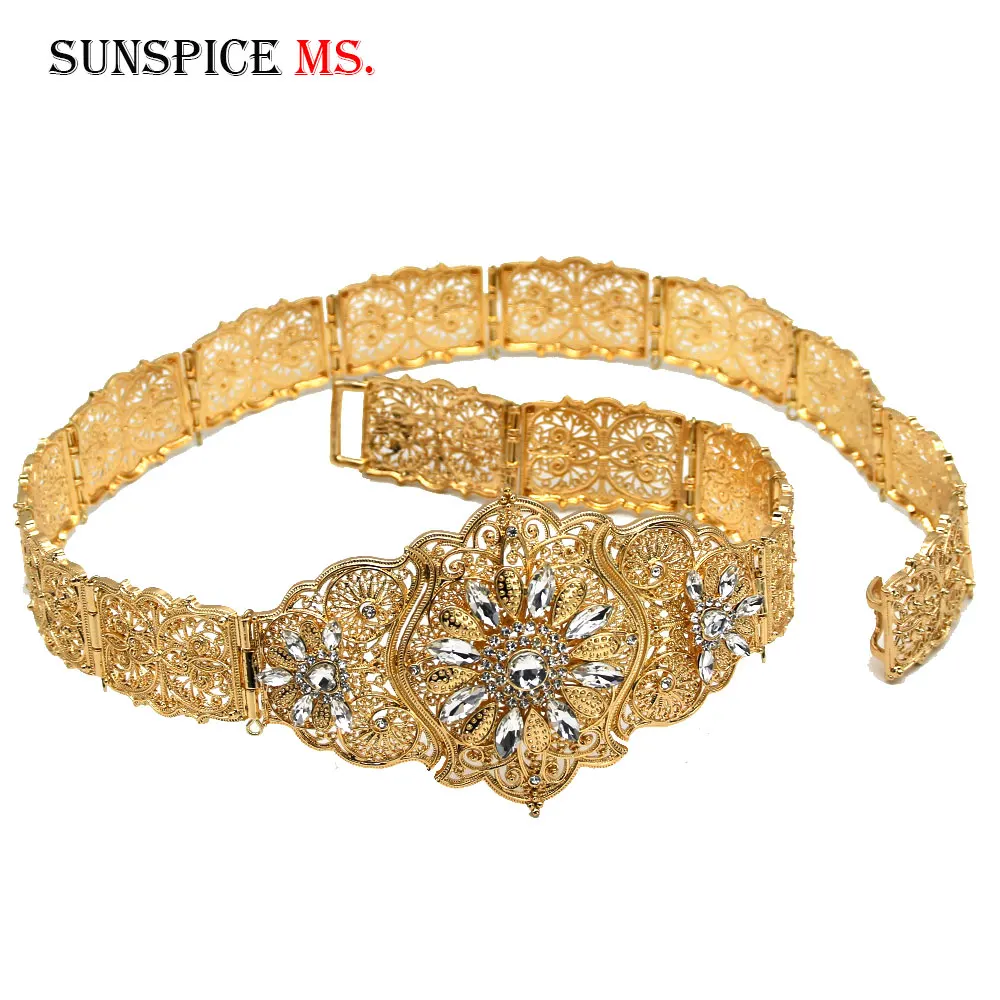SUNSPICE-MS женский пояс, стразы, этнические Свадебные украшения для тела, европейская традиционная цепочка на талию, Ретро стиль, золотой цвет