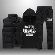 Men's Tracksuits Casual Set 3 Pieces Warm Vest Sweatpants Hoodie Letter Printed Plus Size 5XL Mens Joggers Set Sweat Suits 2021