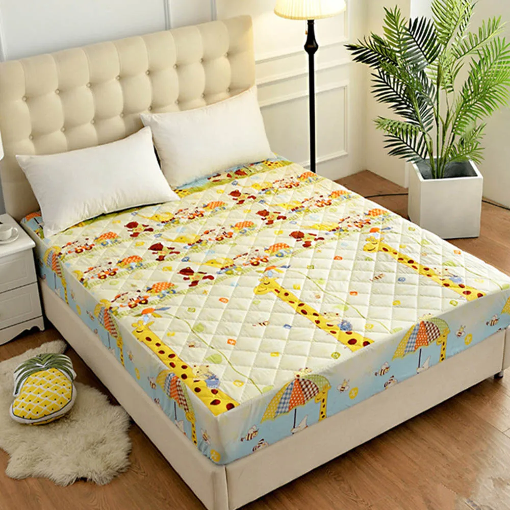 

Quilted Waterproof Mattress Protector Soft Fitted Sheet Pad Cover with Elastic Band Mattress Protector Thick Soft Pads for Bed