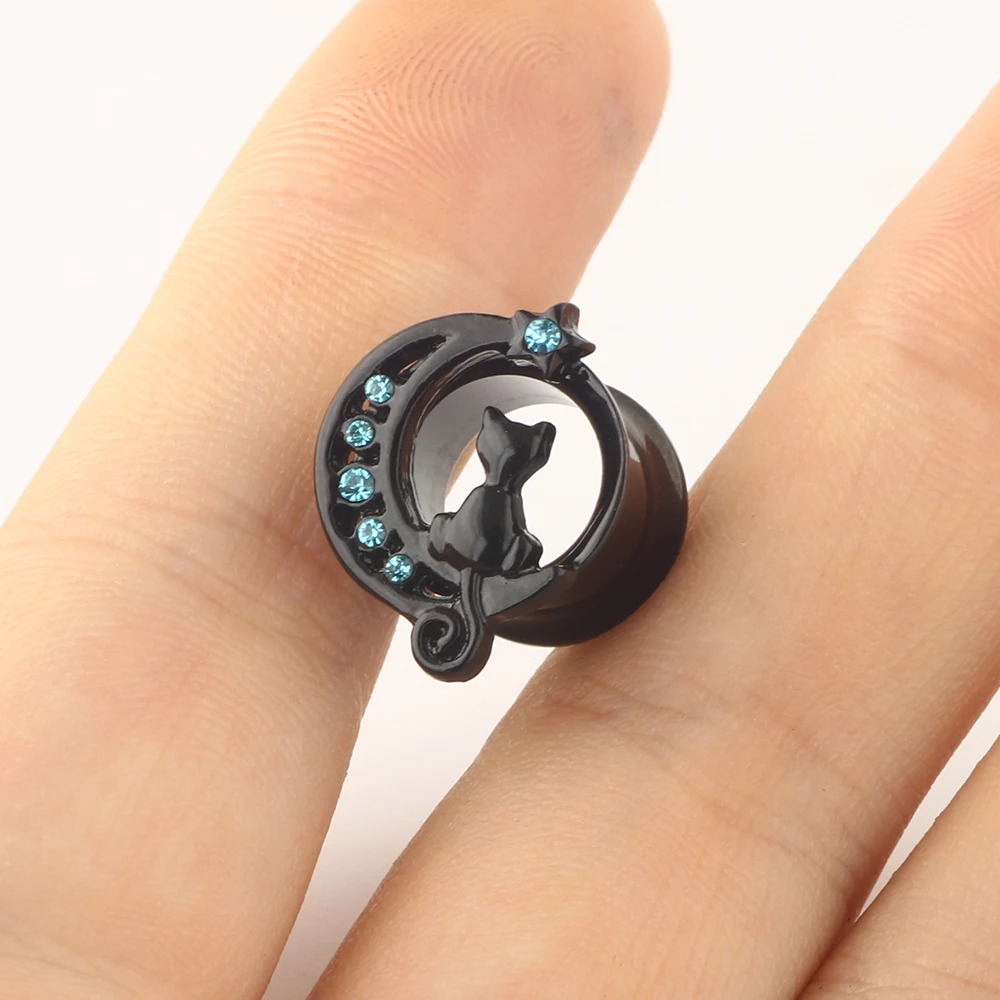 Stainless Steel Crystal Ear Tunnel Plug Flower Ear Gauge Plug And Tunnel Fleash Ear Stretcher Tunnel Saddle Plug Jewelry