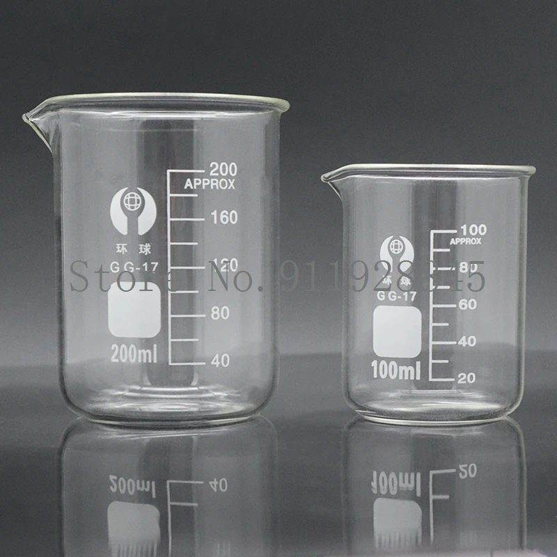 4pcs/lot Lab 10ml-500ml Borosilicate Glass Beaker Glass Beakers Measuring Cup Chemistry Laboratory Equipment