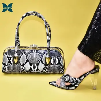 

2019 New Shoes With Matching Bag Set Italian design Women's Party Shoes and Bag Set Nigerian Women High shoes And Handbag