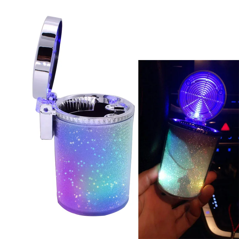 

Creative Car Ashtray Car Colorful Light Hanging Ashtray Multi-function Car Ashtray with Cover #a