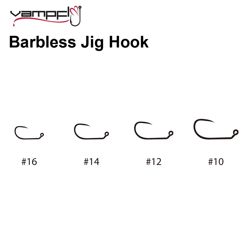 Vampfly 20pcs Barbless Jig Hook for Jig Nymph Fly Tying Euro Jig Nymph  Tying Competition Style Fly Hooks Black Nickel Finished