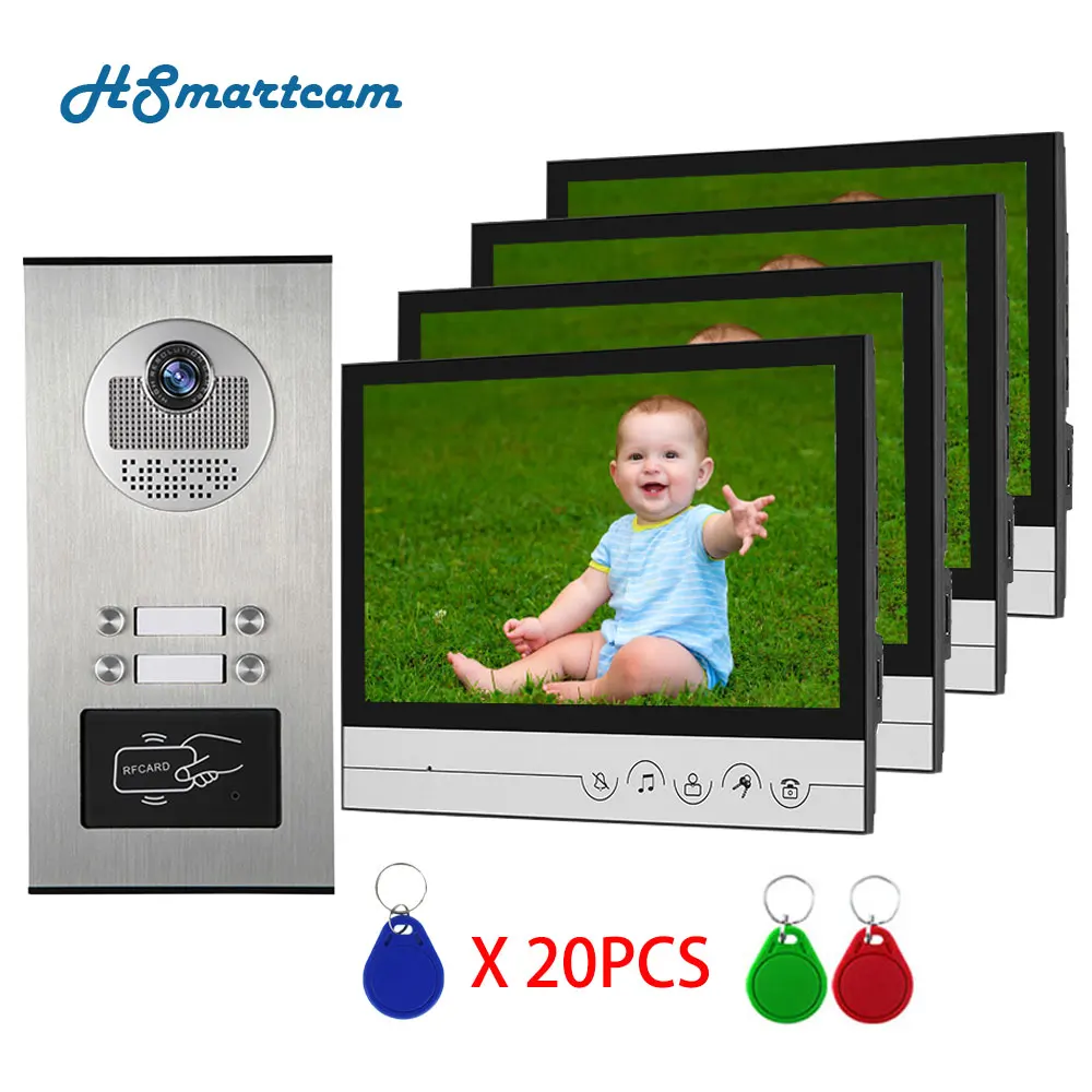 9 بوصة 4/6 شقة/عائلة هاتف باب ملون بفيديو نظام اتص...