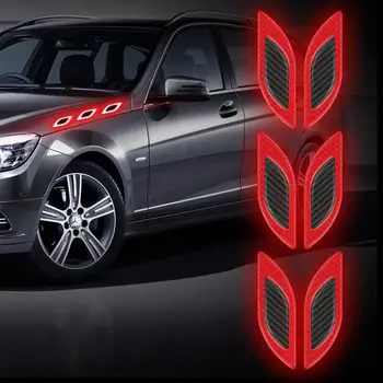 

6Pcs/Set Car Sticker Warning Reflective Strips Sticker Bumper Protector Strips Truck Auto Motorcycle Rearview Mirror Eyebrow