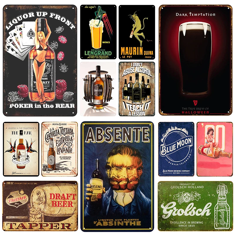 

Liquor Plaque Metal Vintage Tin Sign Pin Up Shabby Chic Decor Metal Signs Vintage Bar Decoration Metal Poster Pub Metal Plate