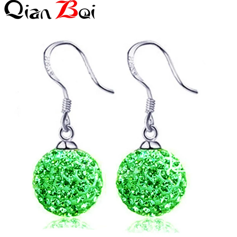 Multi-color ball crystal hook earrings for women