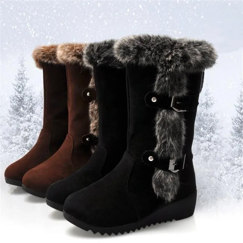 New Winter Women Boots Casual Warm Fur Mid-Calf Boots shoes Women Slip-On Round Toe wedges Snow Boots shoes Muje Plus size 42 New Winter Women Boots Casual Warm Fur Mid-Calf Boots shoes Women Slip-On Round Toe wedges Snow Boots shoes Muje Plus size 42