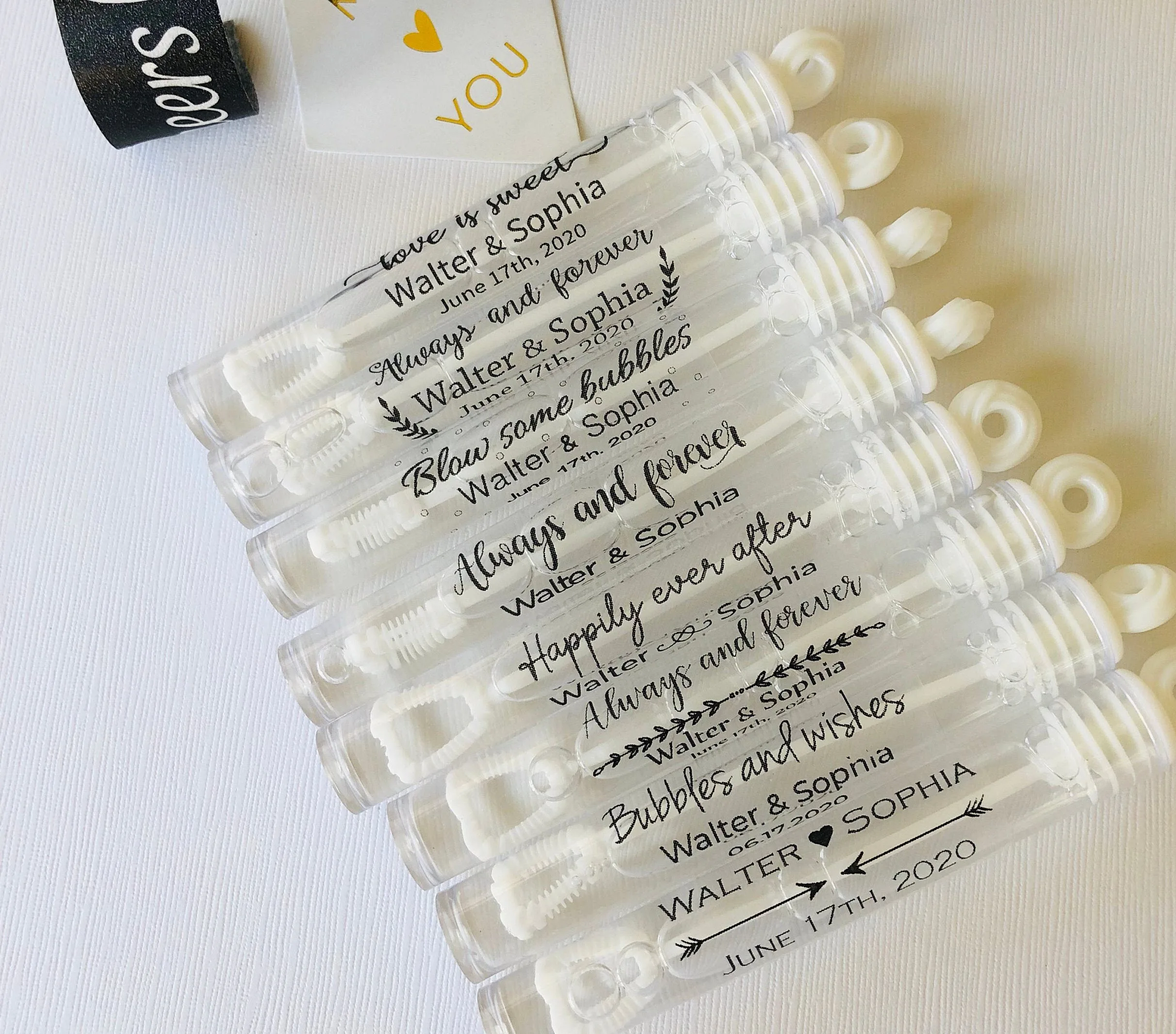 100 Pieces, Wedding Bubble Labels Personalized, Custom, Bubble Wand Wedding Transparent Clear Stickers(no tube