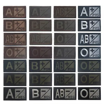 

3D Embroidery Blood Type Patch Chapter A+B+AB+O+ Front POS A-B-AB-O Negative NEG Blood Type Patch Group Tactical Military Badge
