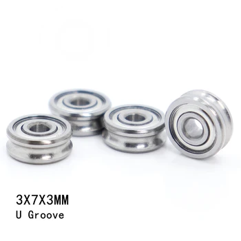 

Outer Ring With U-groove Bearing 3*7*3 mm 4PCS Wire Cable Pulley Bearing Walking Heavy Pulley Crane U Groove Wheel Bearings