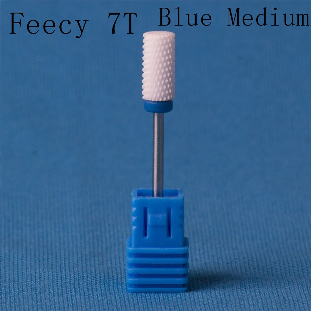 Резак для маникюра, керамические сверла для ногтей, аксессуары для маникюрной машины, вращающиеся электрические пилки для ногтей, инструмент для маникюра, инструмент для дизайна ногтей Feecy - Цвет: Feecy 7T blue M