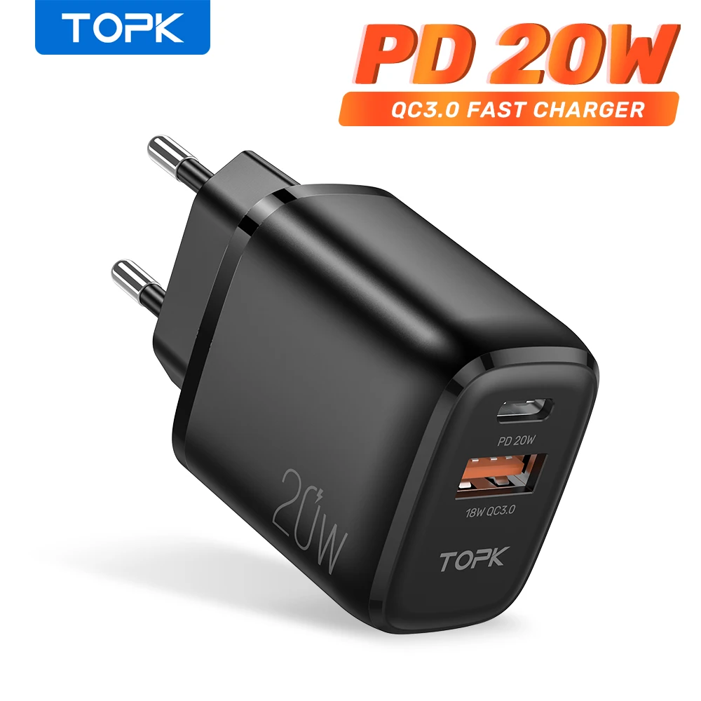 TOPK B210P 20W быстрая зарядка 3 0 USB Type C PD зарядное устройство для iPhone 12 Pro Max Xiaomi Быстрая
