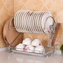 Двухслойная сушилка для посуды полка держатель корзина чашка посуда сушилка посуда Органайзер раковина металлическая подставка-сушилка для посуды кухонные инструменты