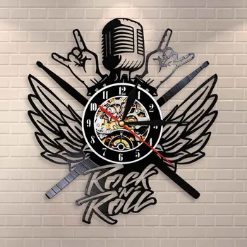 

In Metal We Trust Music Quote Rock Hand Wall Clock Rock and Roll Heavy Metal Music Vinyl Record Wall Clock Nice Gift For Music L