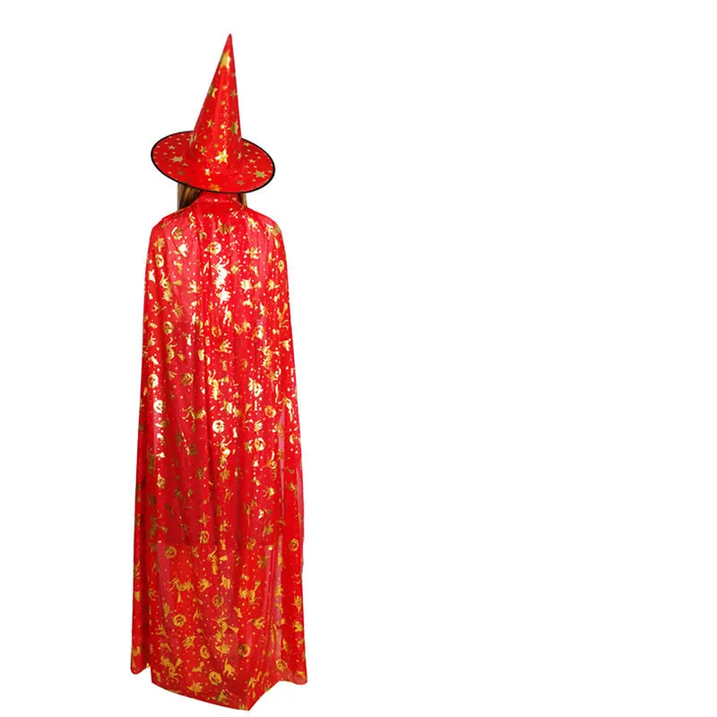 Adult Kids Halloween Costume Bronzing Witch Cloak Cape Hat Girls Boys Cosplay Costume Party Props Halloween Decoration Birthday