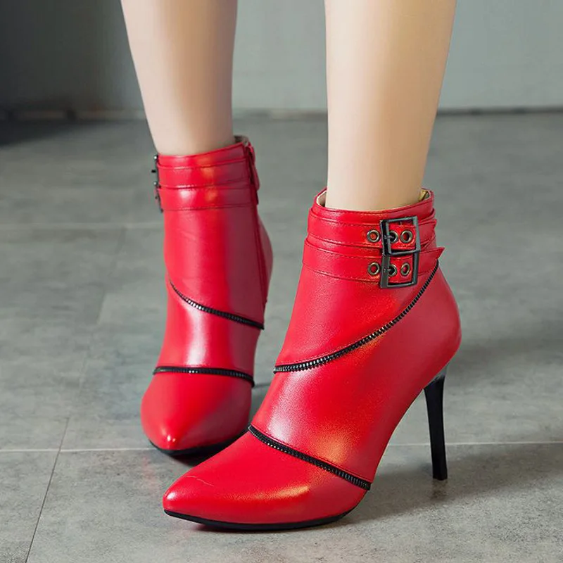 

Women's Short Boot Autumn Boots Booties Ladies Pointe Shoes Bootee Woman 2019 Zipper Luxury Designer Ankle Pointy Rubber