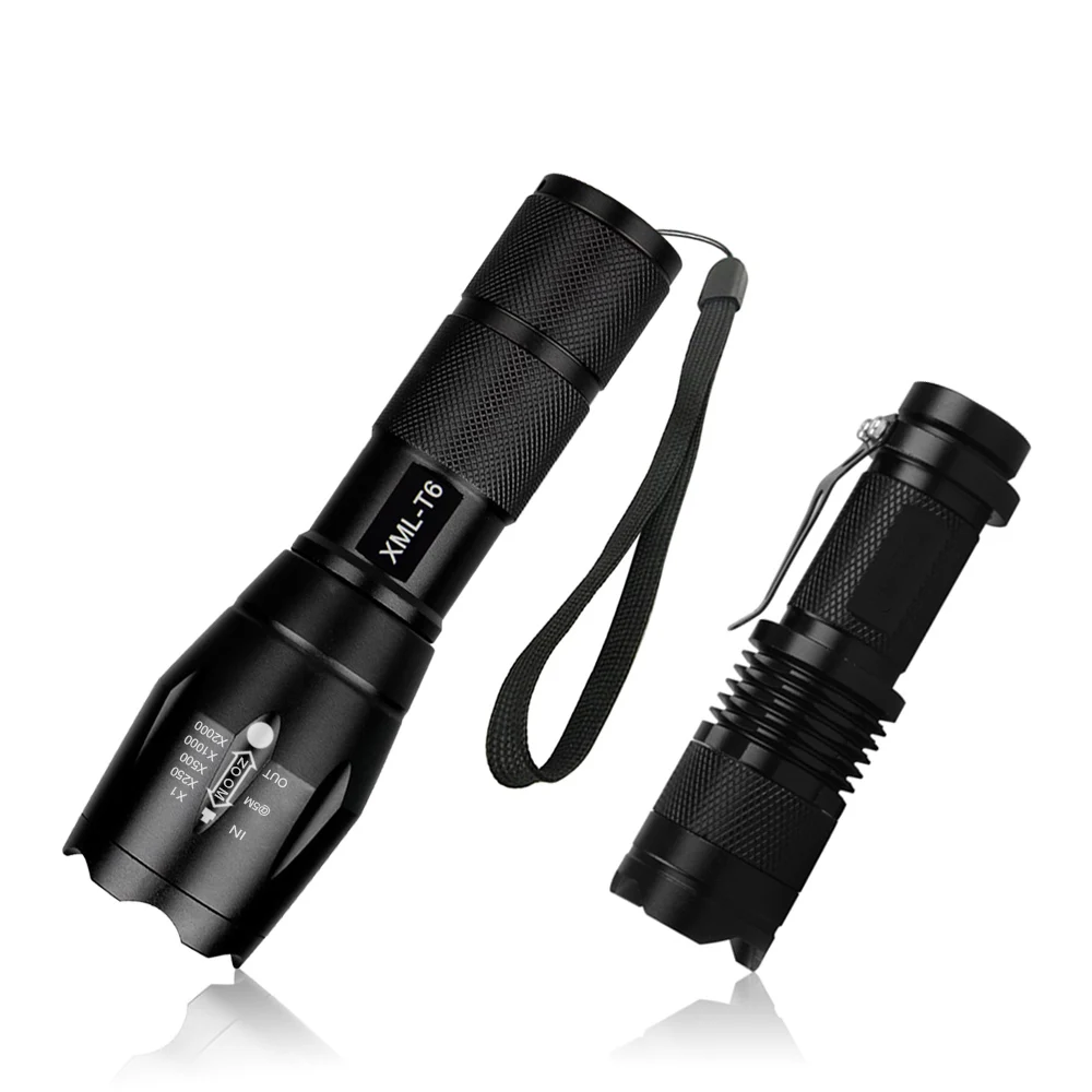 

Outdoor Portable Flashlight LED Camping Light Aluminum Zoomable Lanterne Night Lighting Battery Power Camping Lamp LED Bicycle