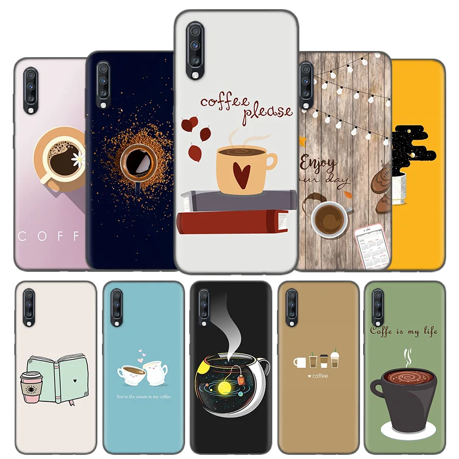 

Silicone Case Cover For Samsung Galaxy A50 A80 A70 A40 A30 A20 A20e A10 A9 A8 A7 A6 Plus 2018 Note 10 9 8 Coffee Wine Cup Shell