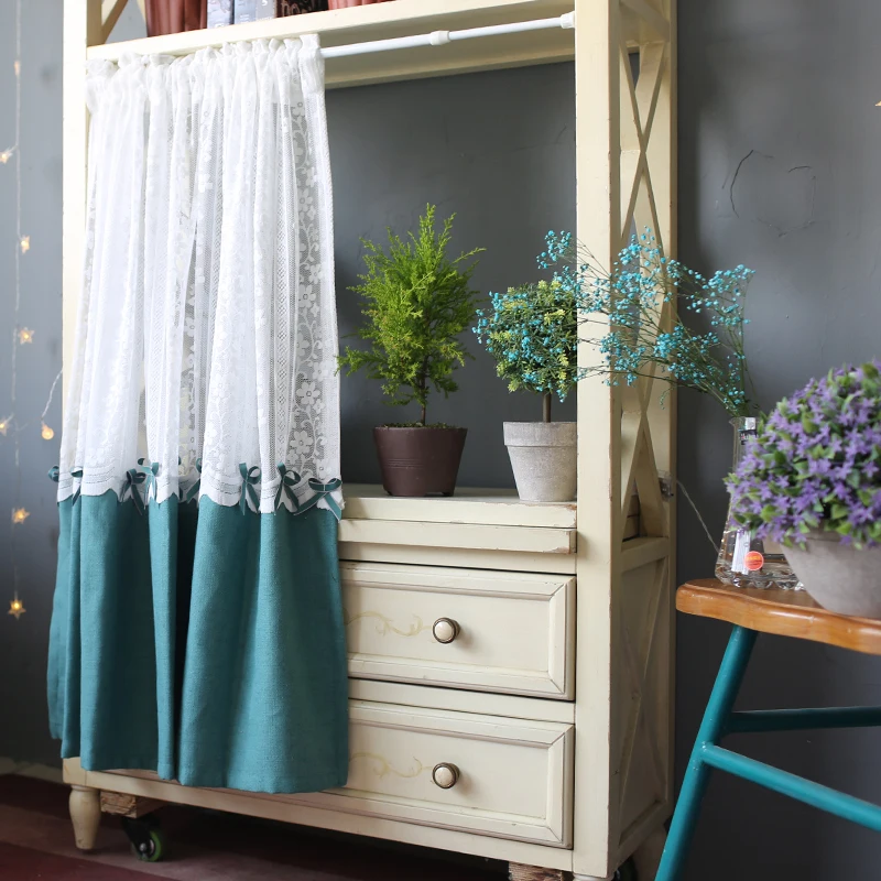 Korean style Green Lace Bow Tulle Curtain Upscale Embroidered Coffee Half Wine Cooler For Bar Kitchen Door YW003 | Дом и сад