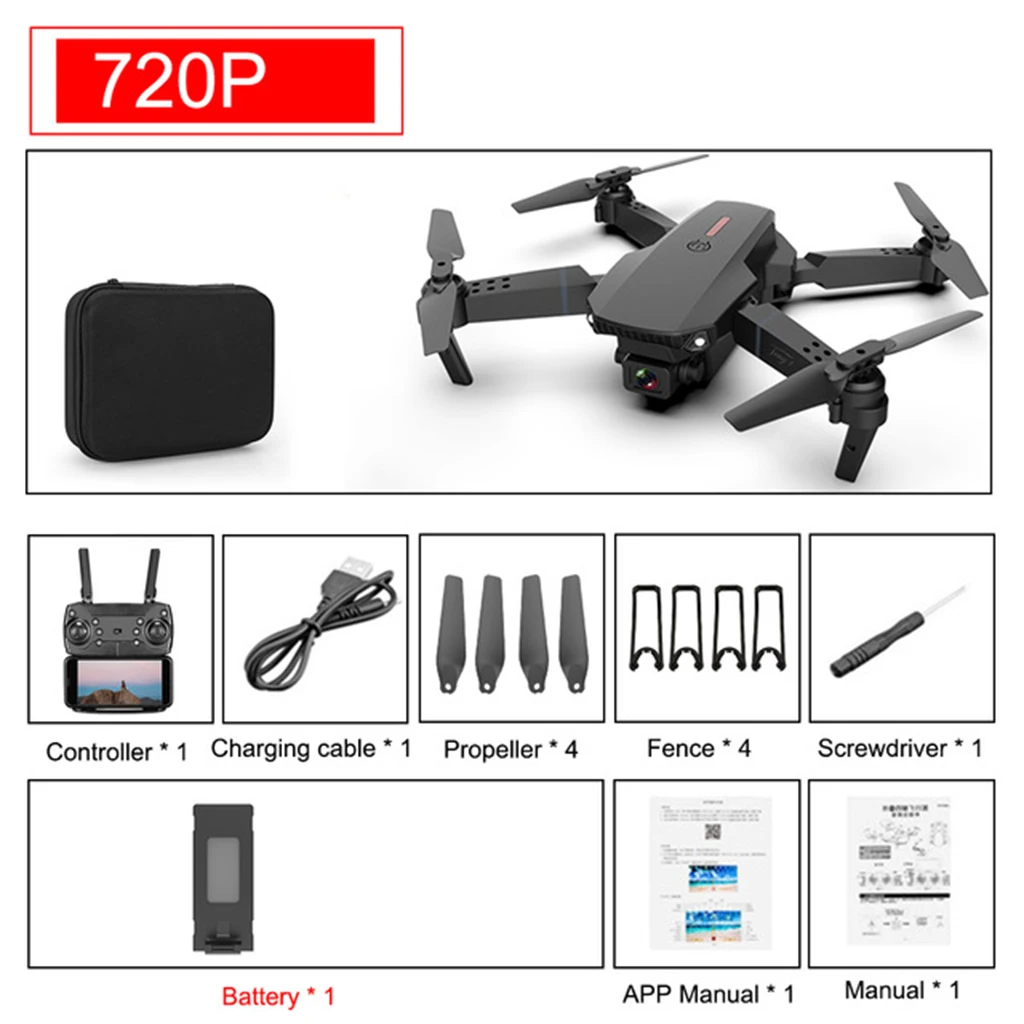 Quadcopter Drone with Camera Live Video E88 Pro WiFi FPV Quadcopter with 120 FOV HD 15 mins  time Altitude Hold
