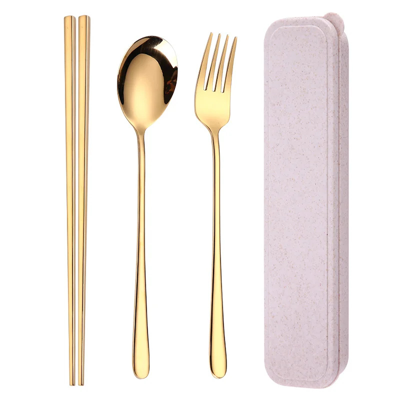 Rainbow Rose Gold Top Quality Cutlery Set Dinnerware Scoops Chopsticks Knife Dinner Stainless Steel Tableware Set