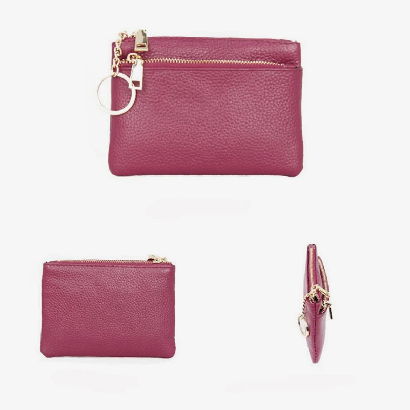 New Brand Men Soft Genuine Leather Card Holder Women Coin Purse Key Holder Zip Wallet Pouch Bag Purse