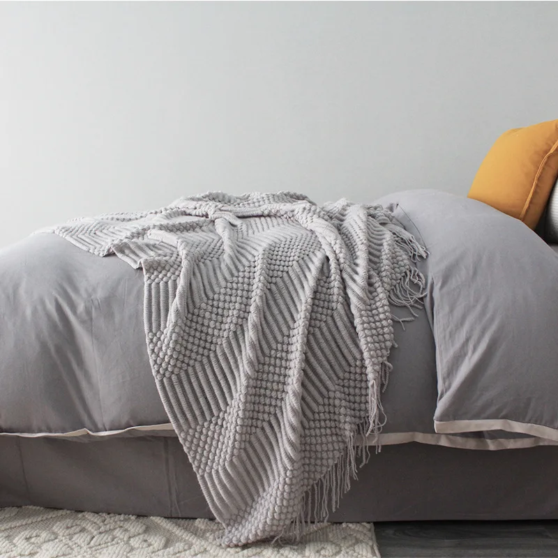 New Brown Gray Knitted Blanket Soft Sofa Bed Throw Blanket For Adults Thread Warm Plaids Blanket 127*170cm/127*220cm