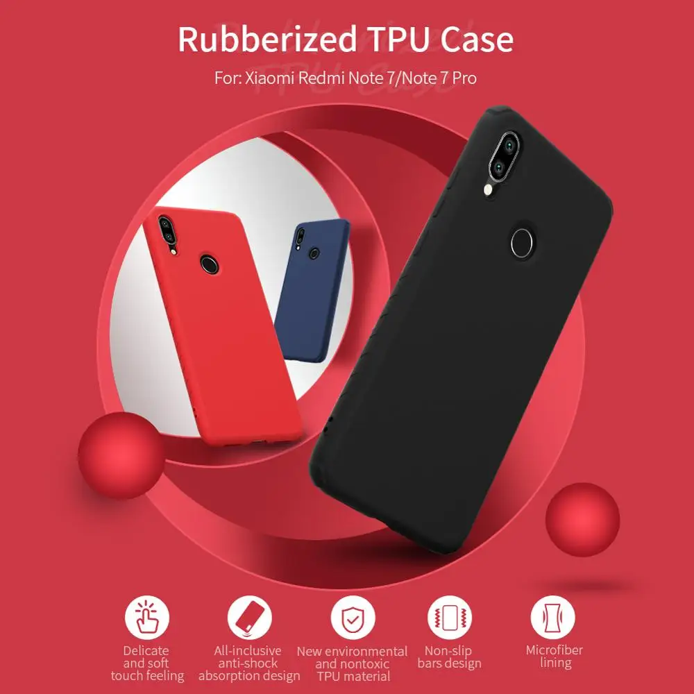 10 шт./лот Nillkin резиновый на резьбе защитный чехол для Xiaomi Redmi Note 7/Note 7 pro прорезиненный ТПУ чехол